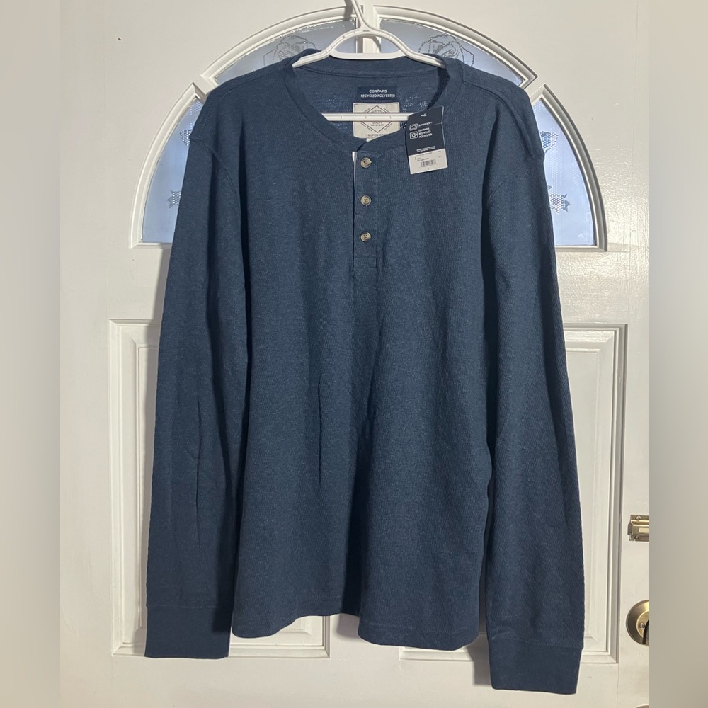 St. John's Bay Men's Navy Blue Long-Sleeve Henley